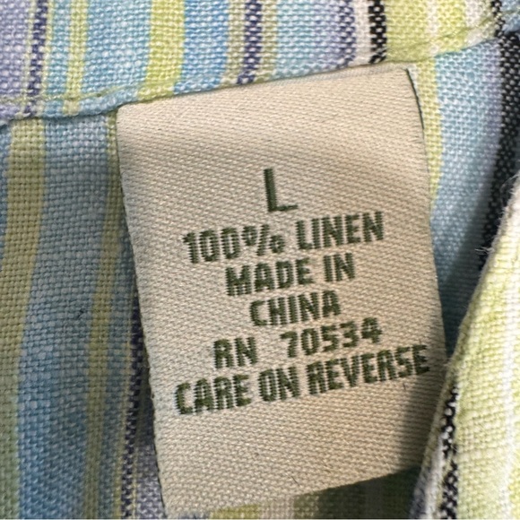 ORVIS Multicolor Stripe 100% Linen Sleeveless Button Down Vest Top Size Large - Picture 6 of 9